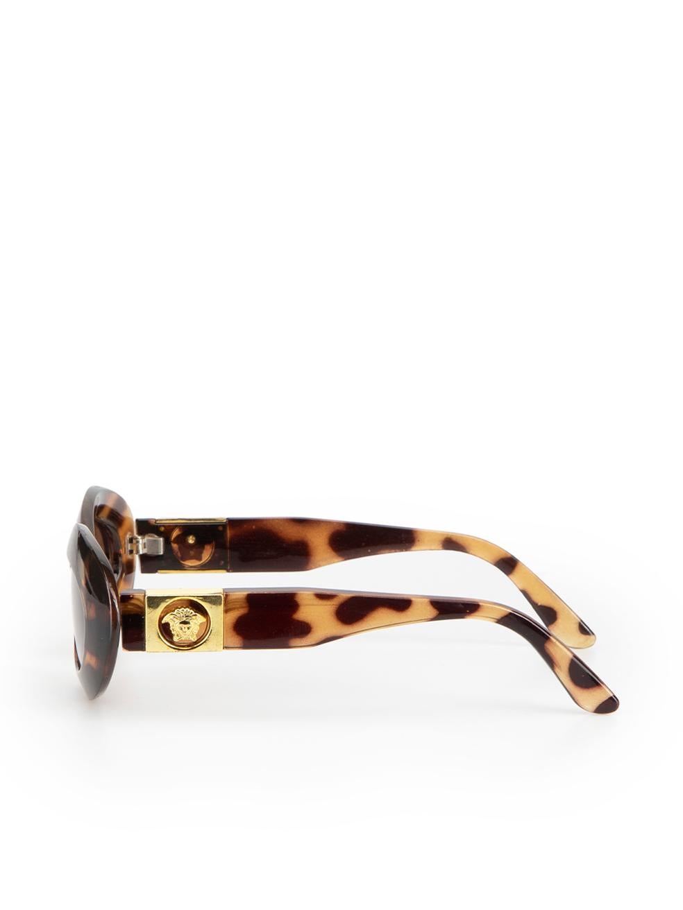 Versace Women's Vintage Brown Tortoiseshell Medusa Oval Sunglasses 1