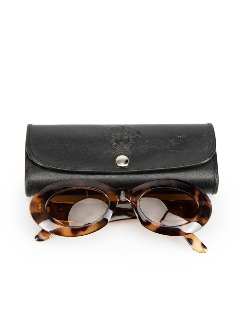 Versace Women's Vintage Brown Tortoiseshell Medusa Oval Sunglasses 4