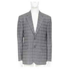VERSACE wool silk blend plaid checked two-button notched lapel blazer EU50 L