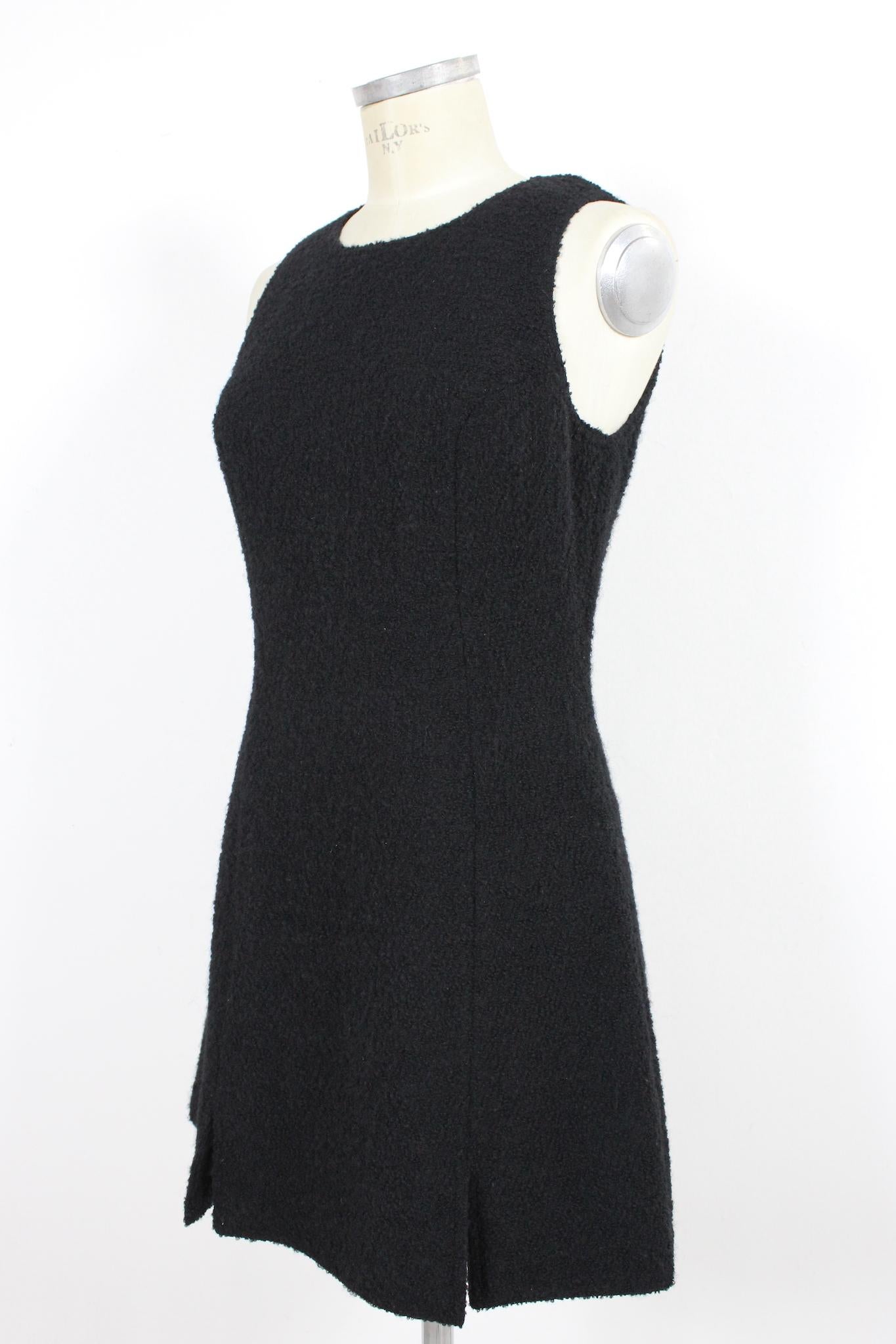 Versace Wool Vintage Little Black Dress 90s For Sale 1