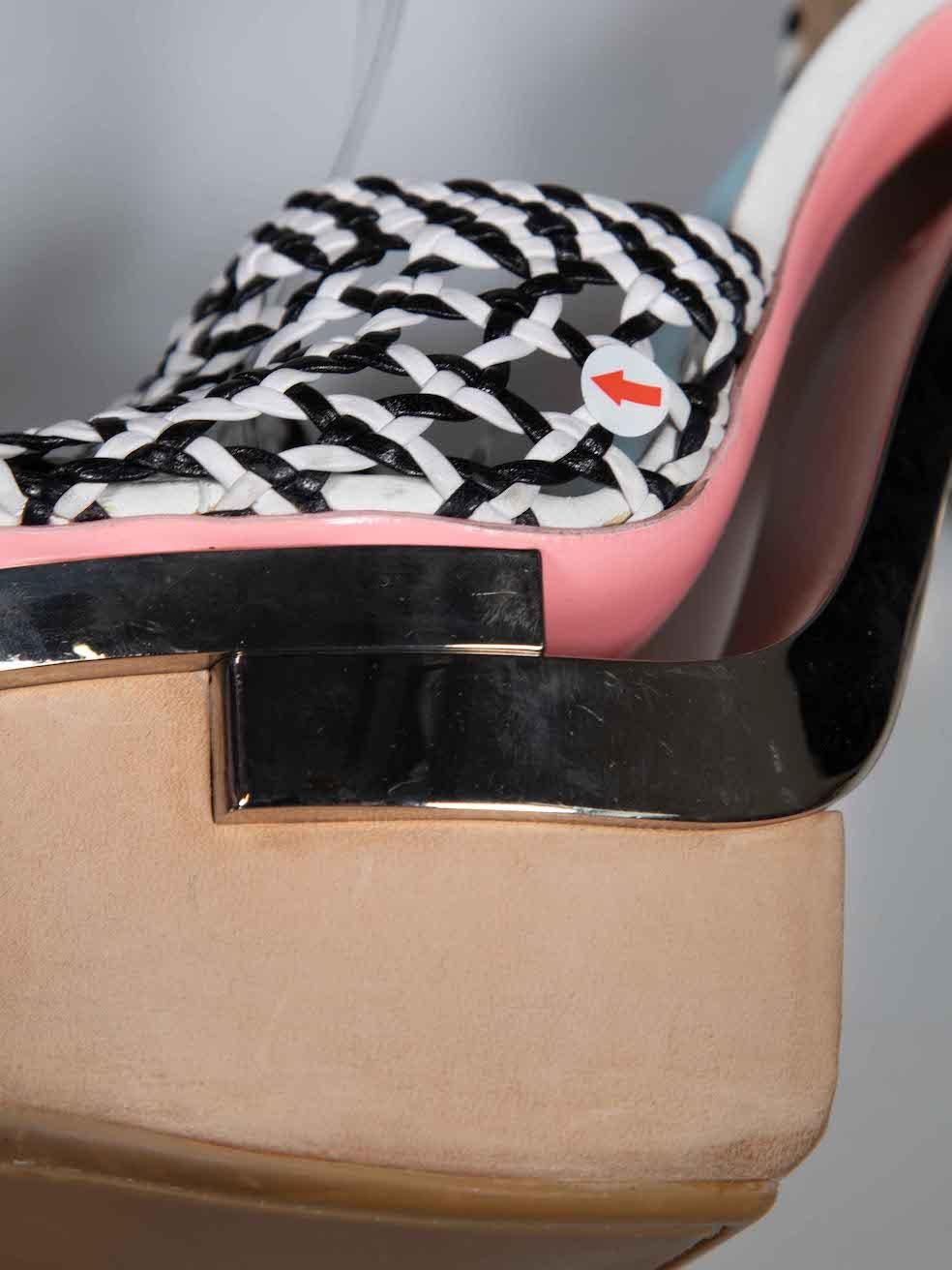 Versace Woven Leather Triple Platform Heels Size IT 36 1