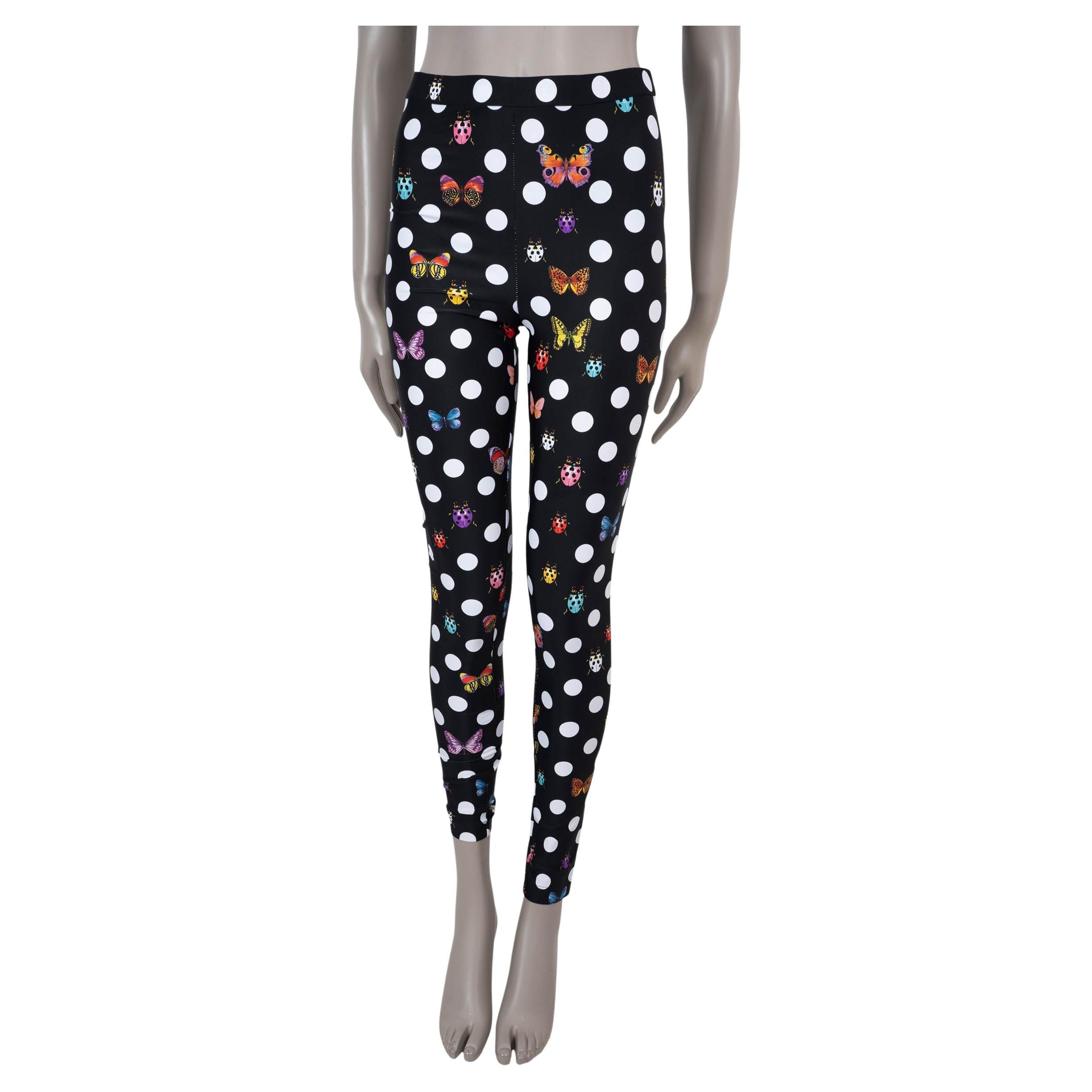 VERSACE x DUA LIPA noir 2023 BUTTERFLY & POLKA DOT Leggings Pantalon S en vente