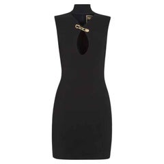 Versace X Fendi Fendace Black Keyhole Cut Out Safety Pin Dress SZ 38