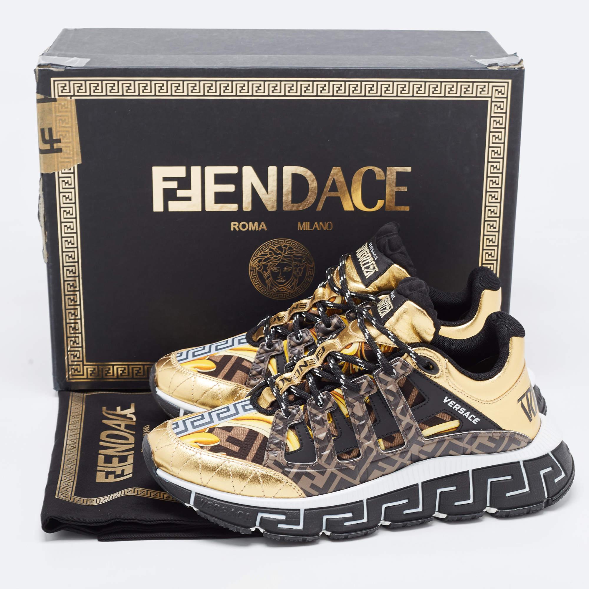Versace x Fendi Fendace Multicolor Leather and Canvas Trigreca Sneakers Size 41 7