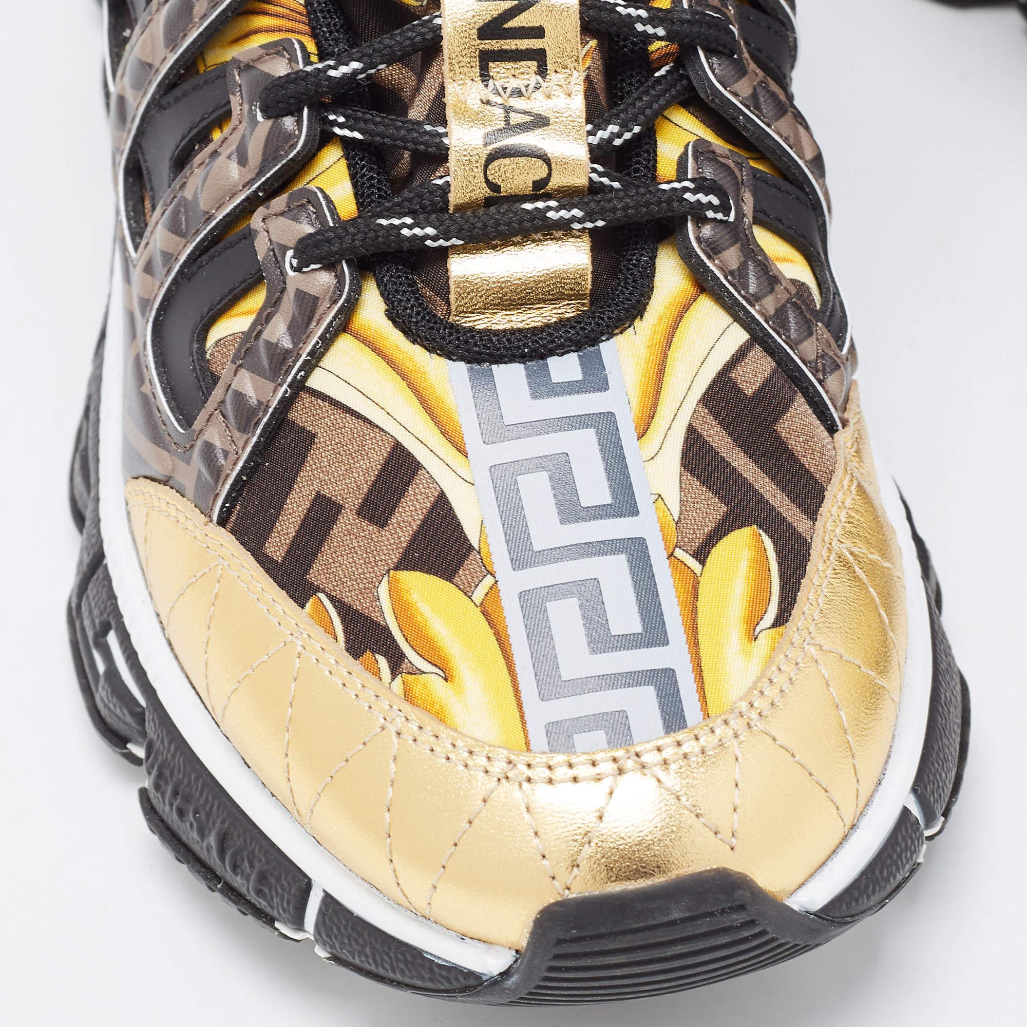 Versace x Fendi Fendace Multicolor Leather and Canvas Trigreca Sneakers Size 41 1