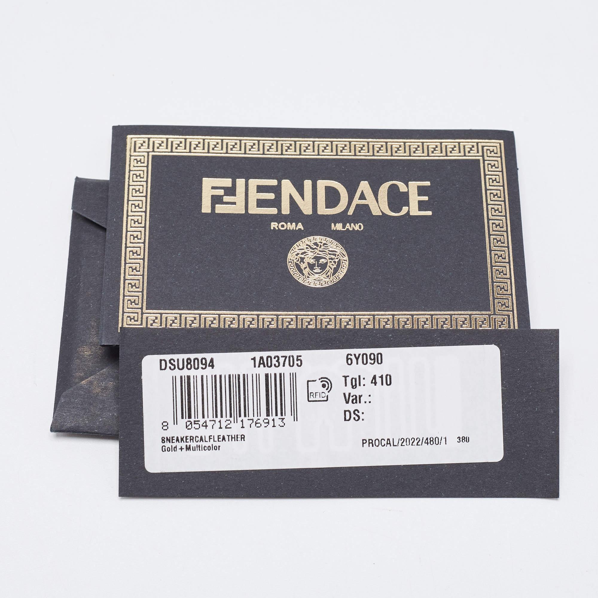 Versace x Fendi Fendace Multicolor Leather and Canvas Trigreca Sneakers Size 41 2