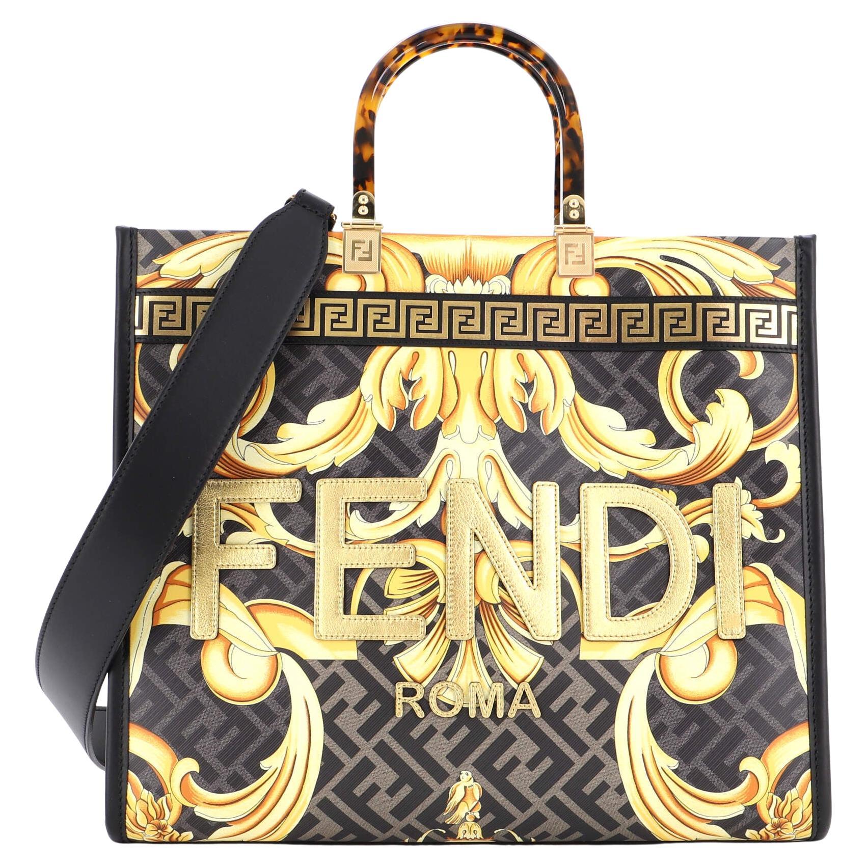 Versace x Fendi Fendace Sunshine Shopper Tote Printed Zucca Jacquard Medium For Sale