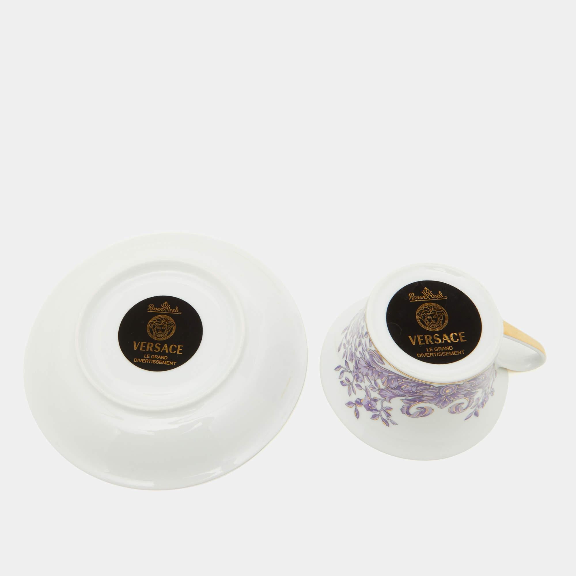 Versace X Rosenthal Le Grand Divertissement Tea Cup & Saucer Set of 10 1