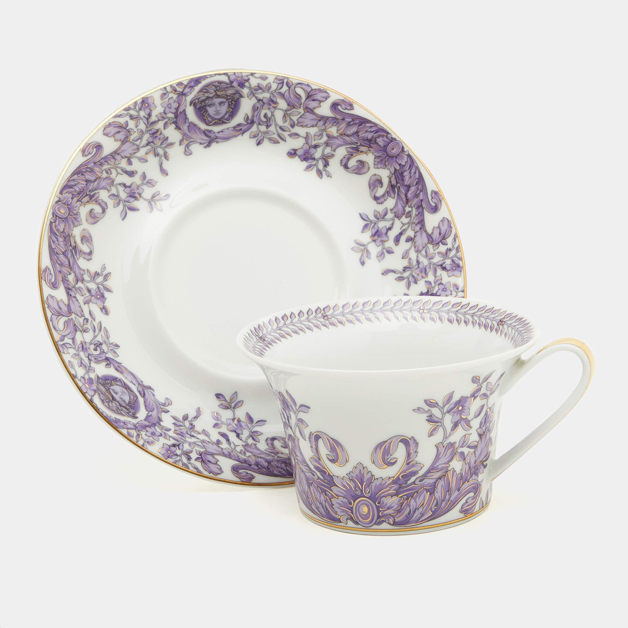 Versace X Rosenthal Le Grand Divertissement Tea Cup & Saucer Set of 10 3