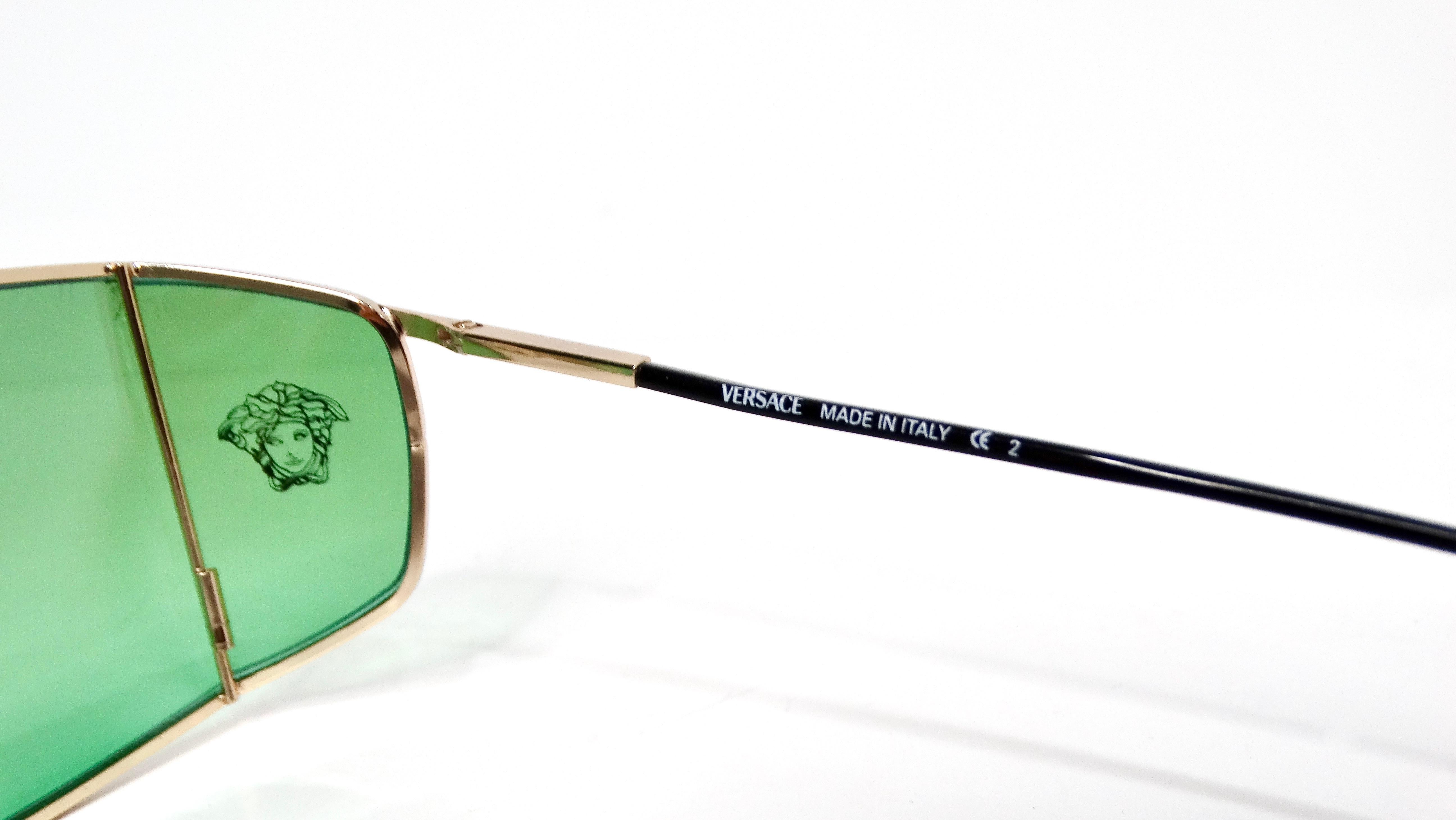 Women's Versace X47 Green & Blue Ombre Sunglasses With Etched Medusa Motif For Sale