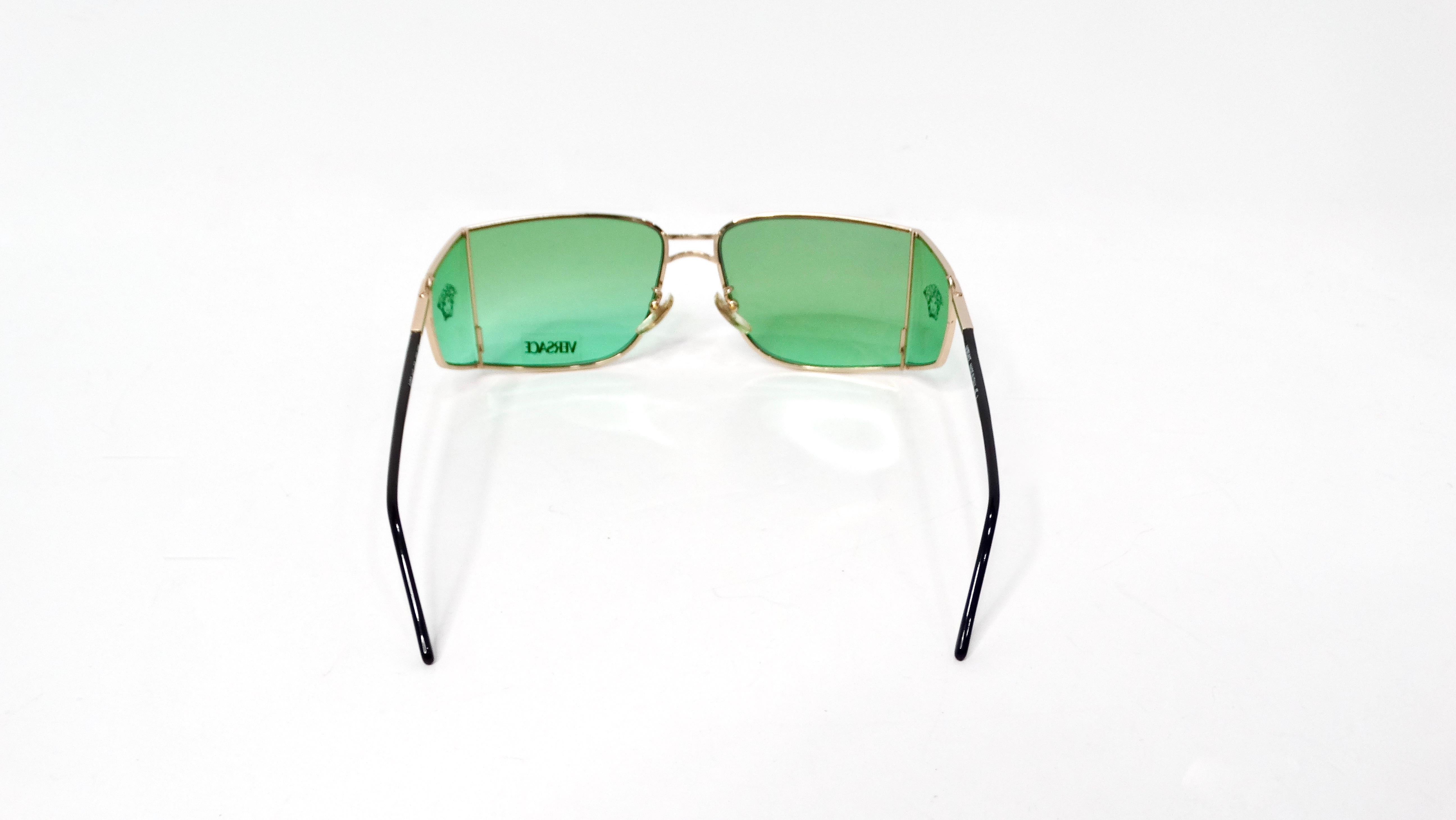 Versace X47 Green & Blue Ombre Sunglasses With Etched Medusa Motif For Sale 1