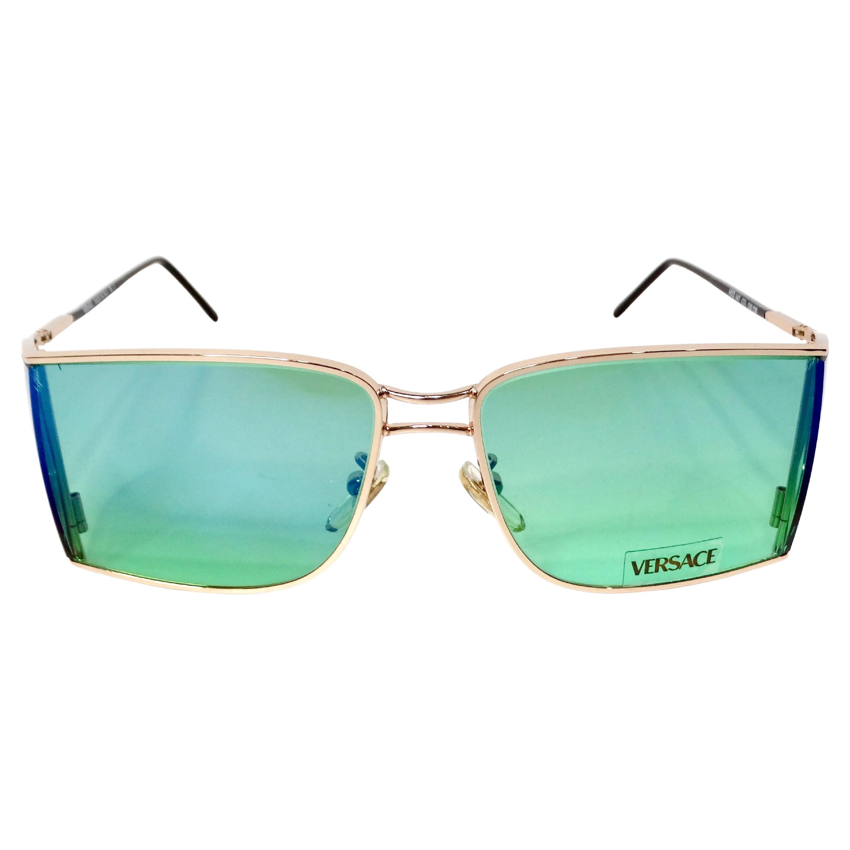 Versace X47 Green & Blue Ombre Sunglasses With Etched Medusa Motif