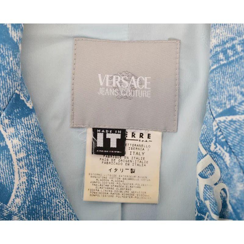 Versace Y2K Denim Print Biker Jacket For Sale 3