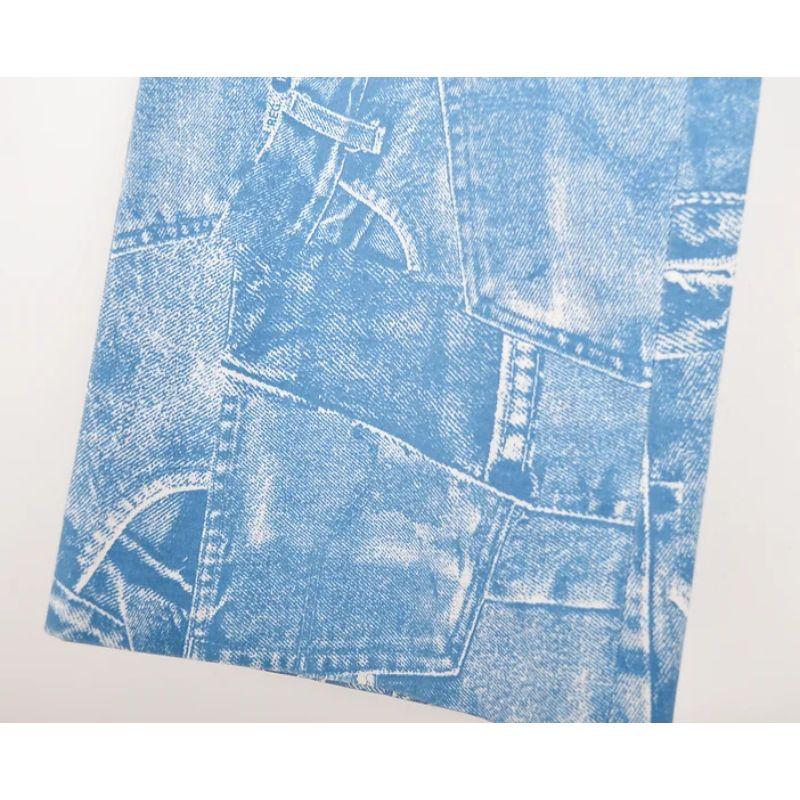 Blue Versace Y2K Denim Print Two Piece Suit For Sale