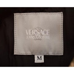 Versace Y2K Denim Printed Leather Biker Jacket