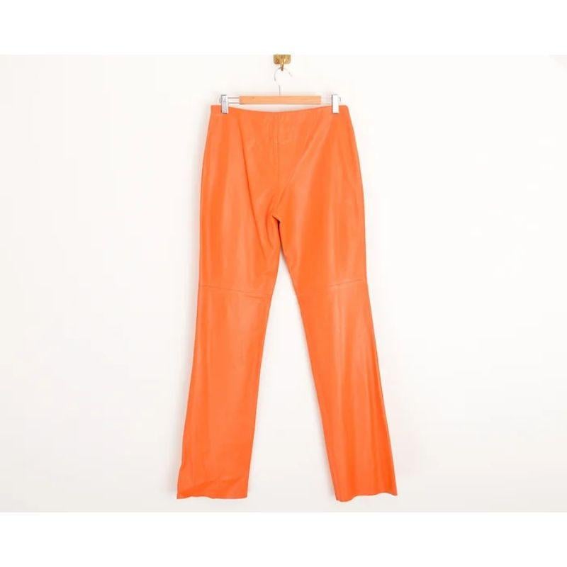 Women's Versace Y2K Orange Leather Mid-rise Pants For Sale