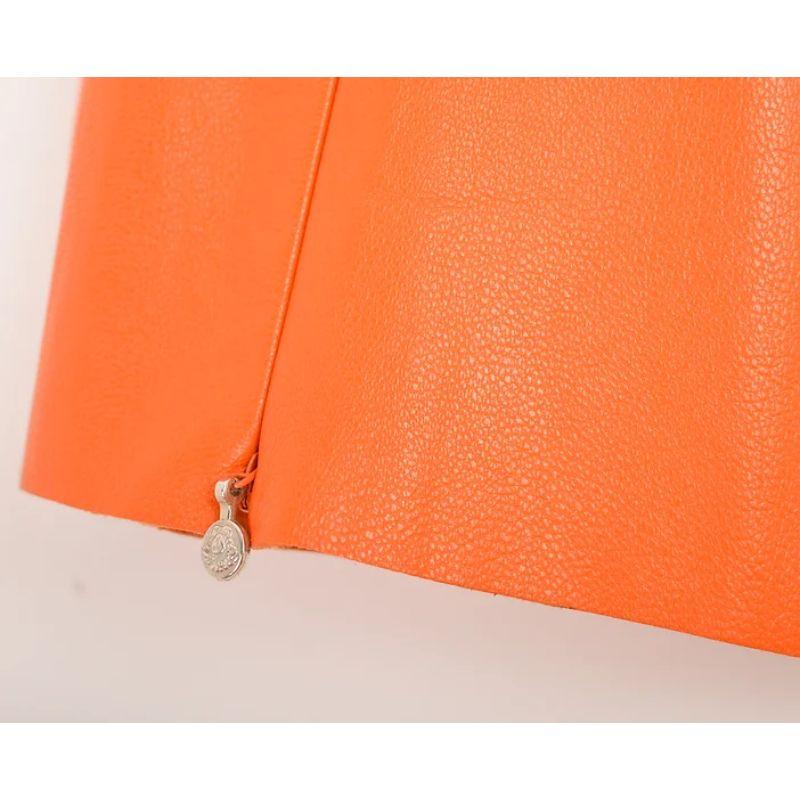 Versace Y2K Orange Leather Mid-rise Pants For Sale 1