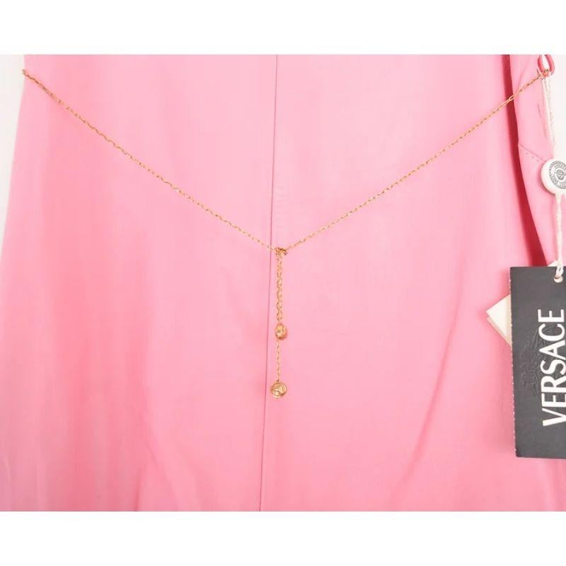 Versace Y2K - Robe droite en cuir rose en vente 5