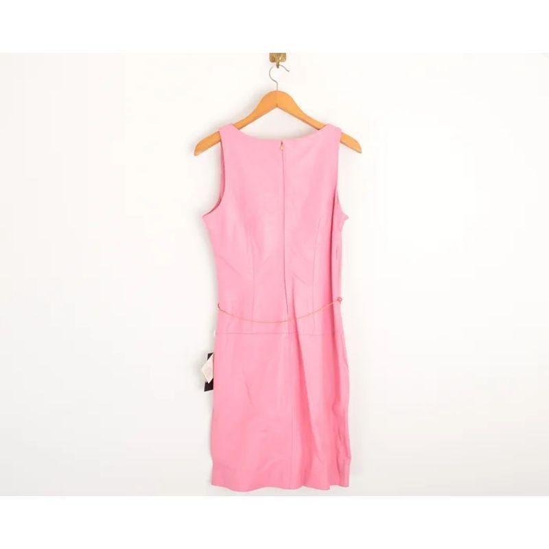Women's 2000's Donatella Versace Y2K Barbie Pink Real Leather Shift Mini Dress For Sale