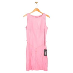 Vintage Versace Y2K Pink Leather Shift Dress