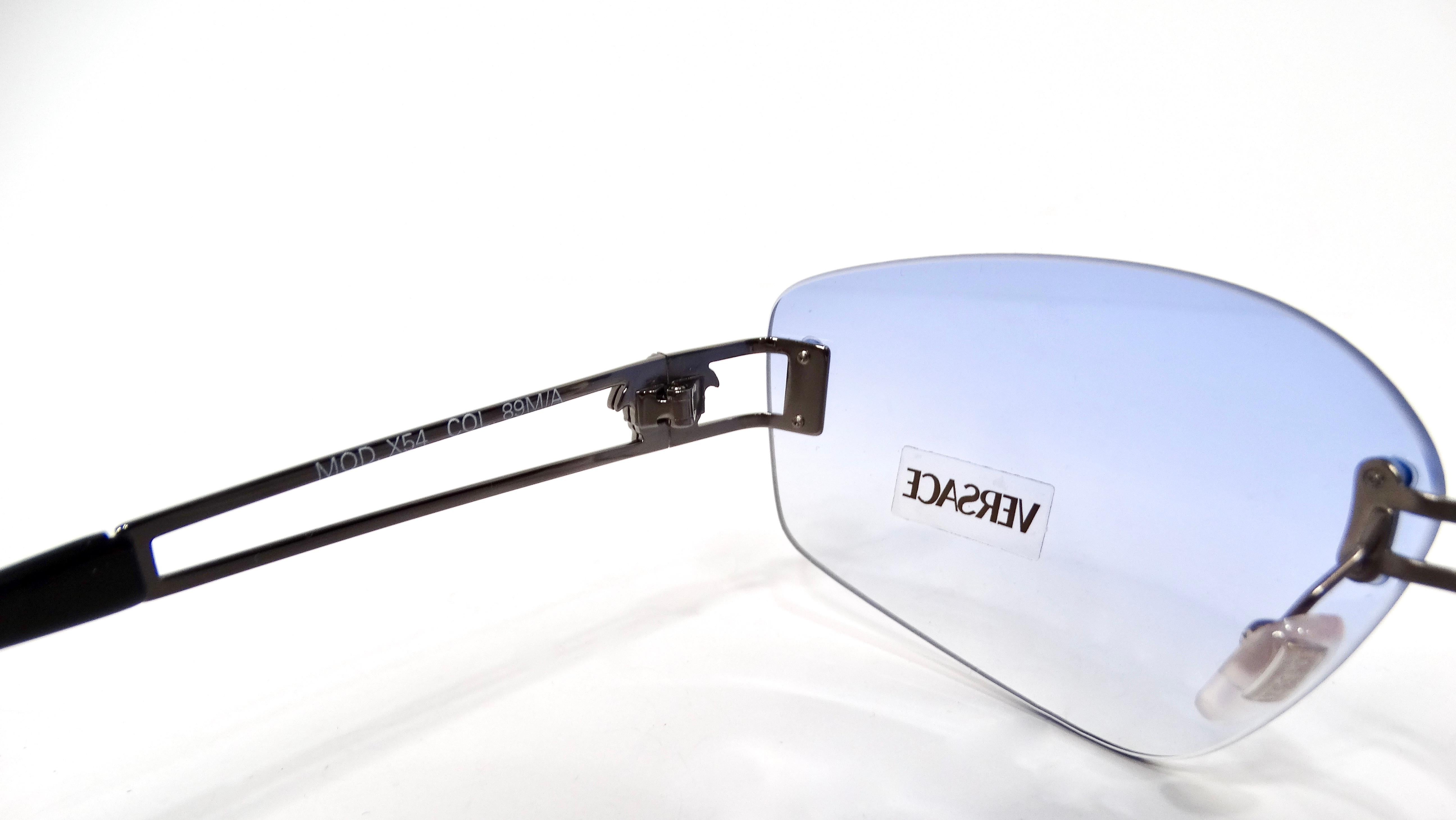 Versace Y2K X54 Blue Gradient Tinted Lens Sunglasses For Sale 2