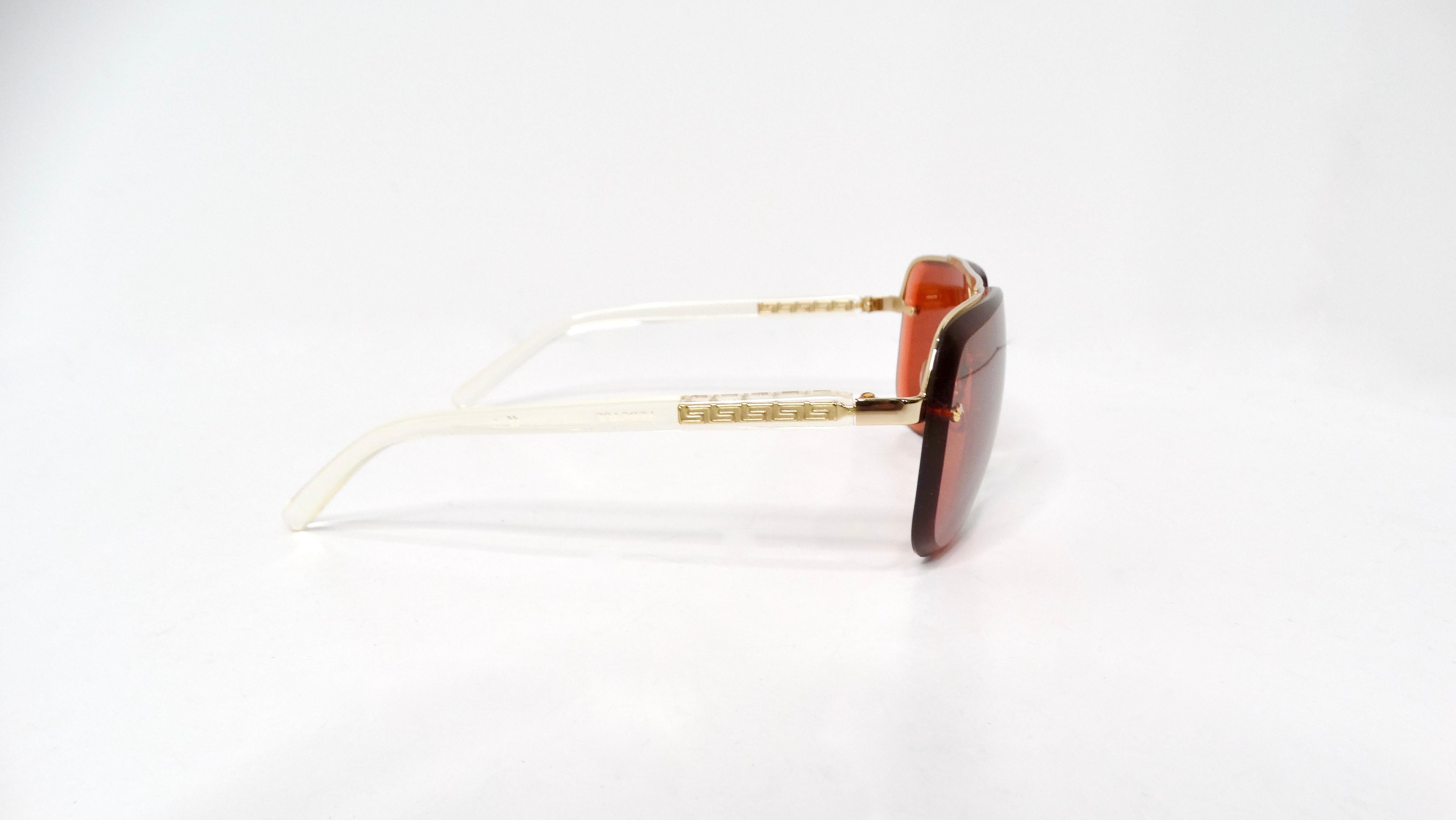 Versace Y2K X87 Aviator Burnt Orange Tinted Lens Sunglasses For Sale 4
