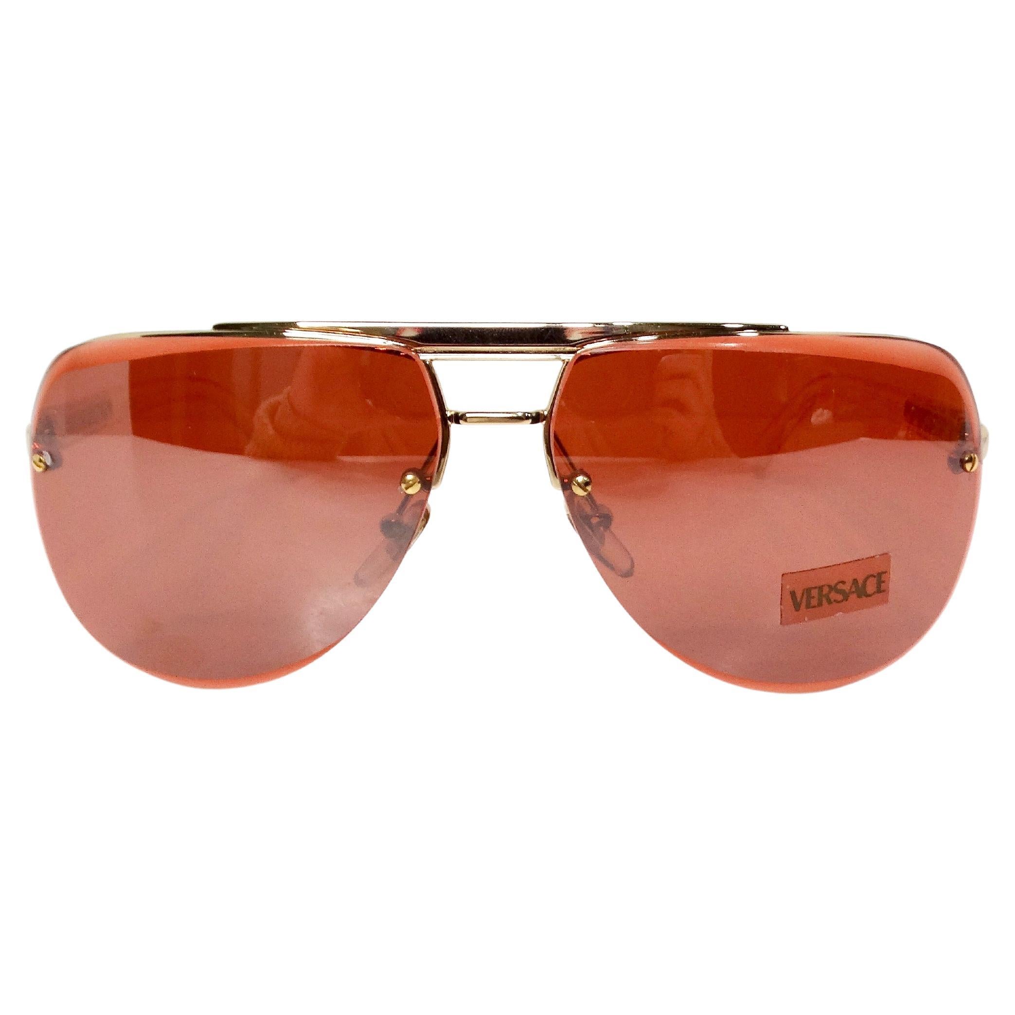 Versace Y2K X87 Aviator Burnt Orange Tinted Lens Sunglass