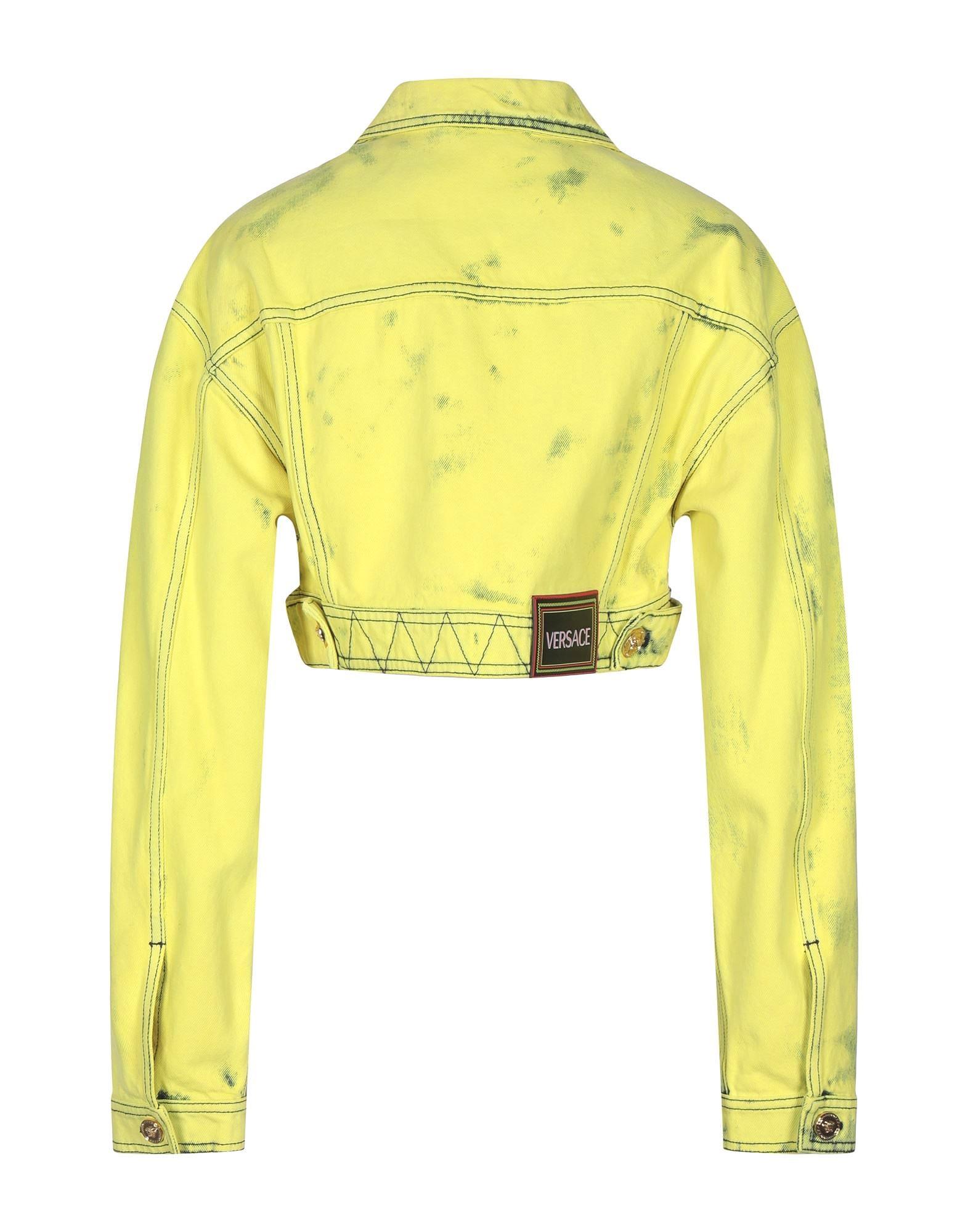 yellow acid wash denim jacket