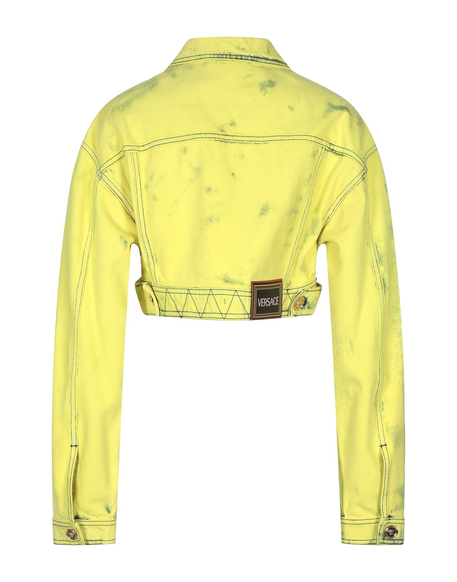 yellow acid wash denim jacket
