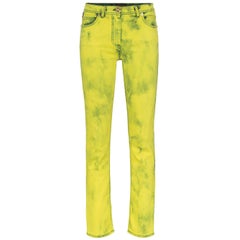 Versace Yellow Acid Wash Denim Skinny Jeans with Logo Label Size 27
