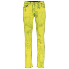 Jean skinny en denim délavé à l'acide jaune de Versace avec Label Taille 27