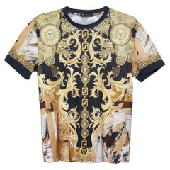 Versace Yellow/Black Baroque Print Cotton Crew Neck T-Shirt M