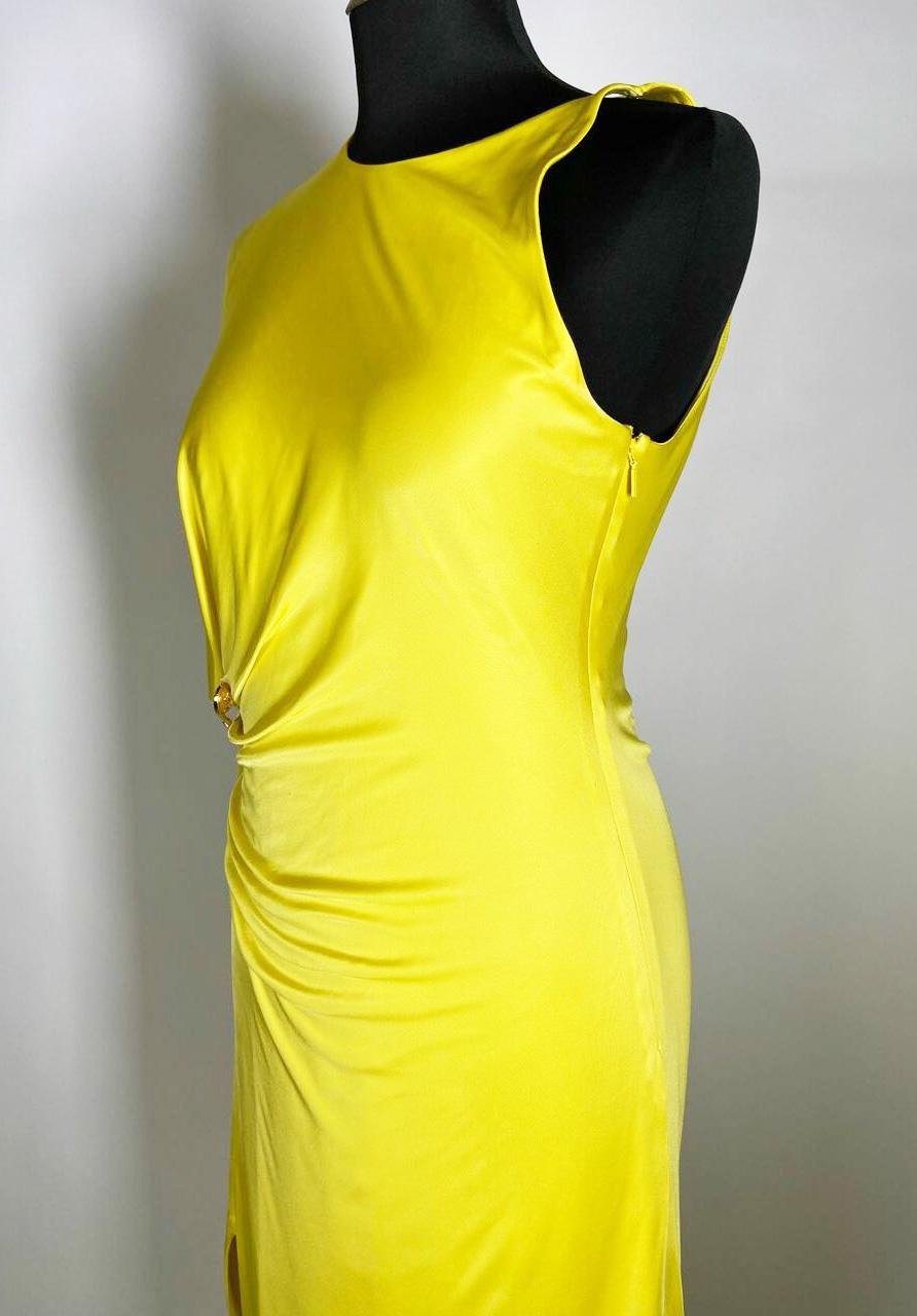 Yellow VERSACE YELLOW COTTON ONE SHOULDER LONG Dress 44 - 8