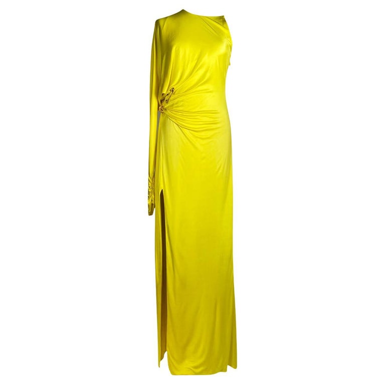 VERSACE YELLOW COTTON ONE SHOULDER LONG Dress 44 - 8 at 1stDibs | versace  yellow dress, versace dress yellow, versace yellow gown