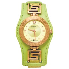 Versace Yellow Green Rose Gold V Signature VLA070014 Women's Wristwatch 35 mm