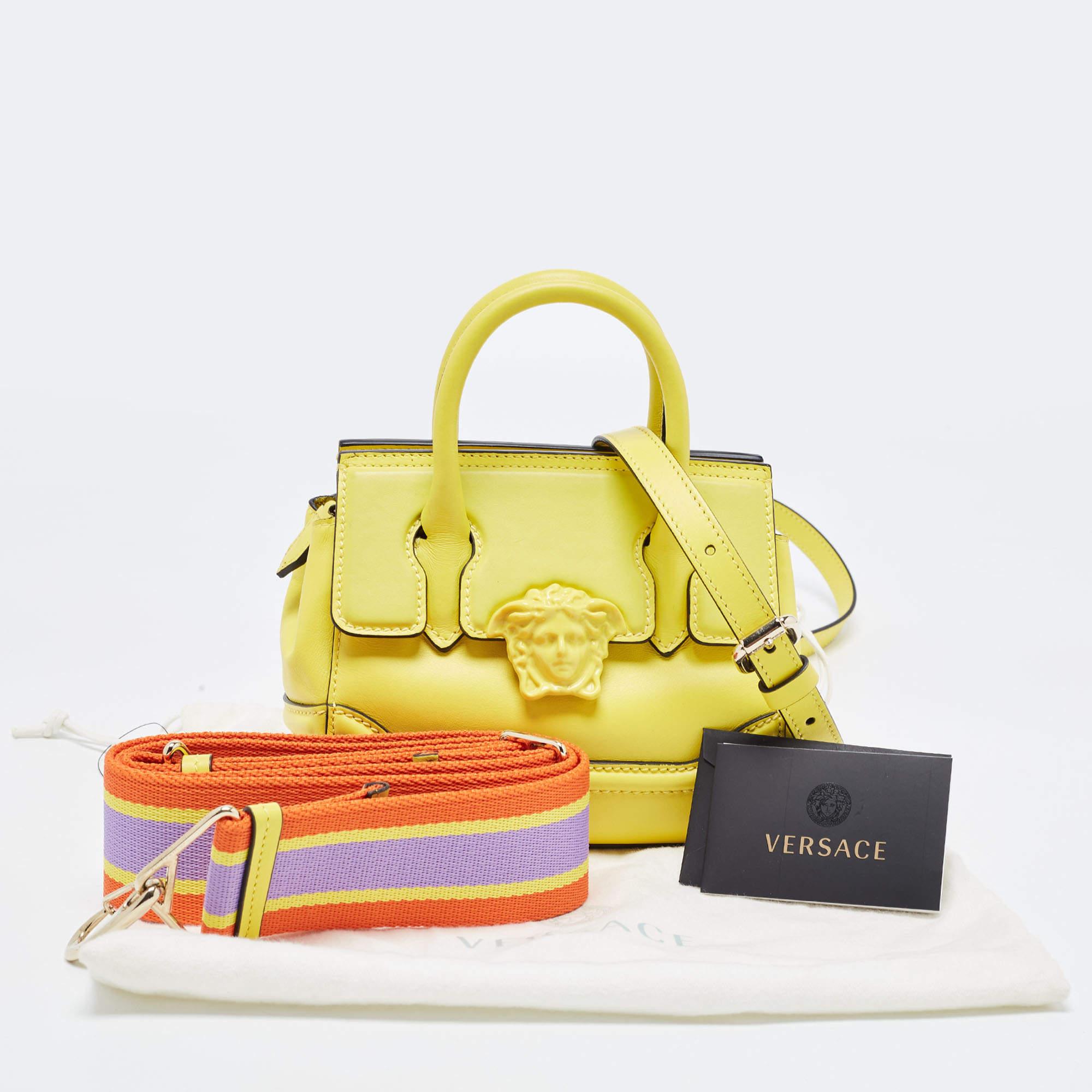 Versace Yellow Leather Mini Medusa Empire ToteThis alluring tote bag for women h 8