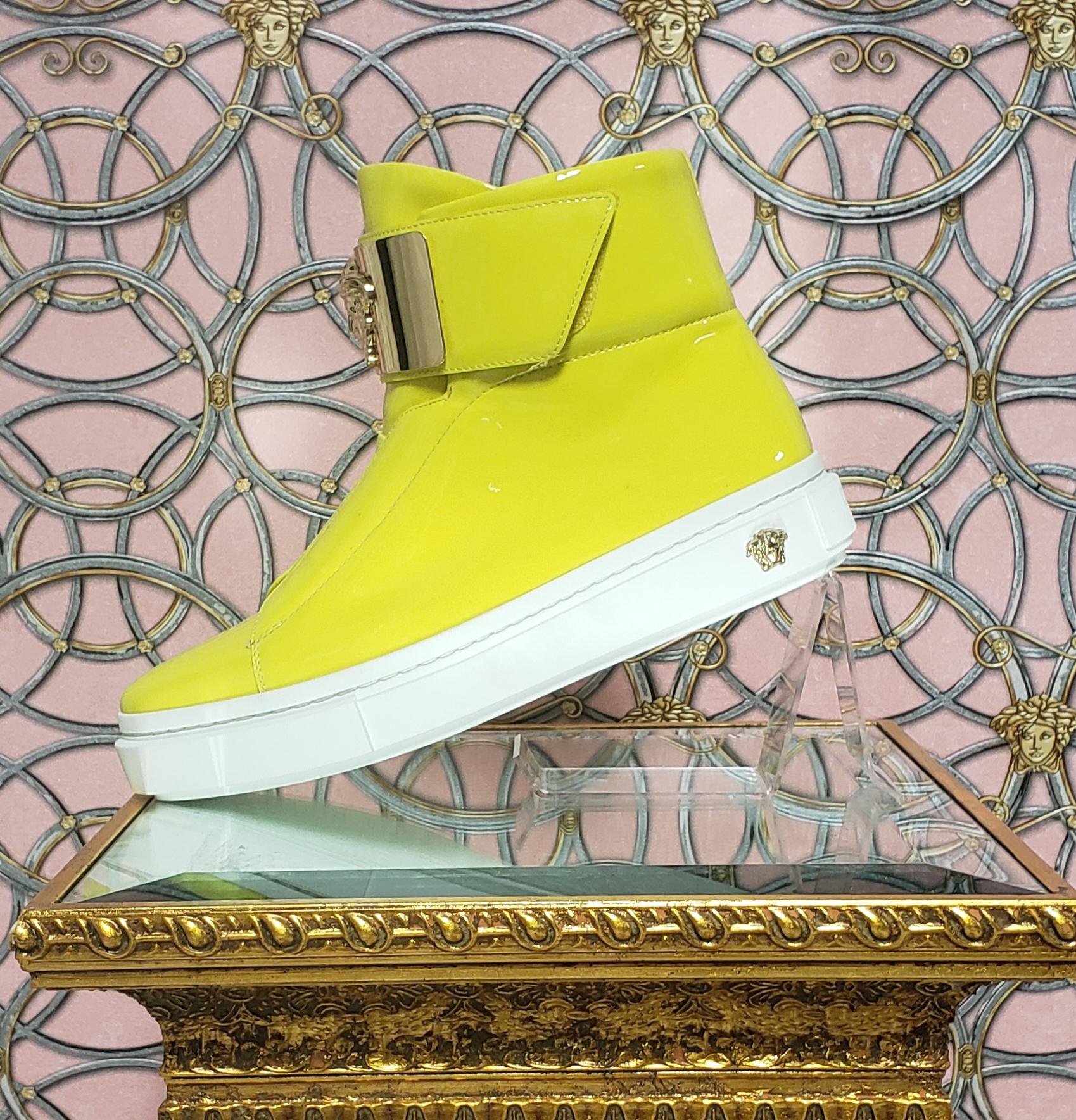 Women's VERSACE Yellow Patent Leather Fashion Sneakers