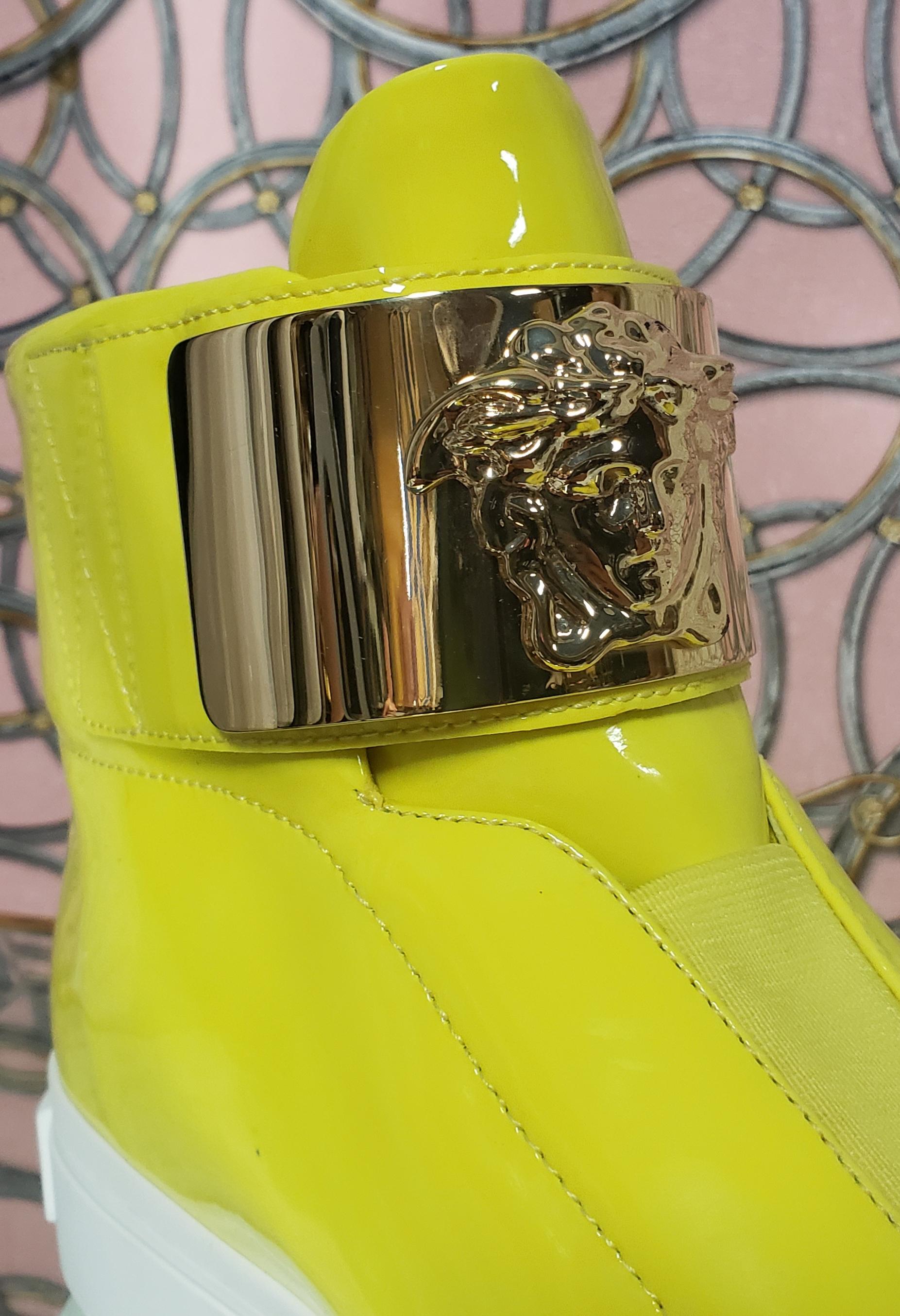 VERSACE Yellow Patent Leather Fashion Sneakers 1