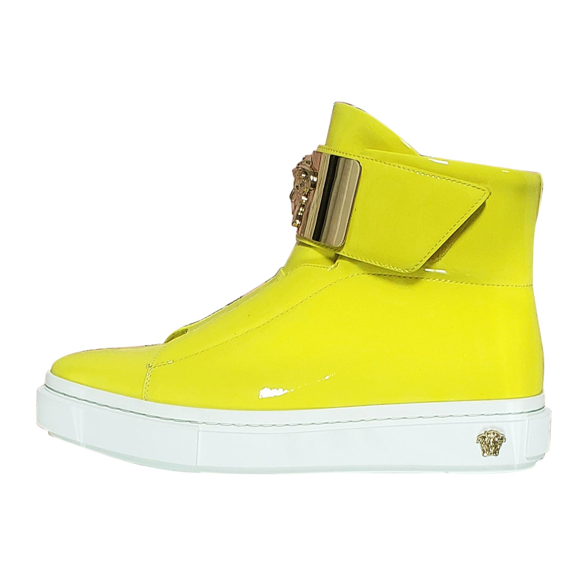 VERSACE Yellow Patent Leather Fashion Sneakers