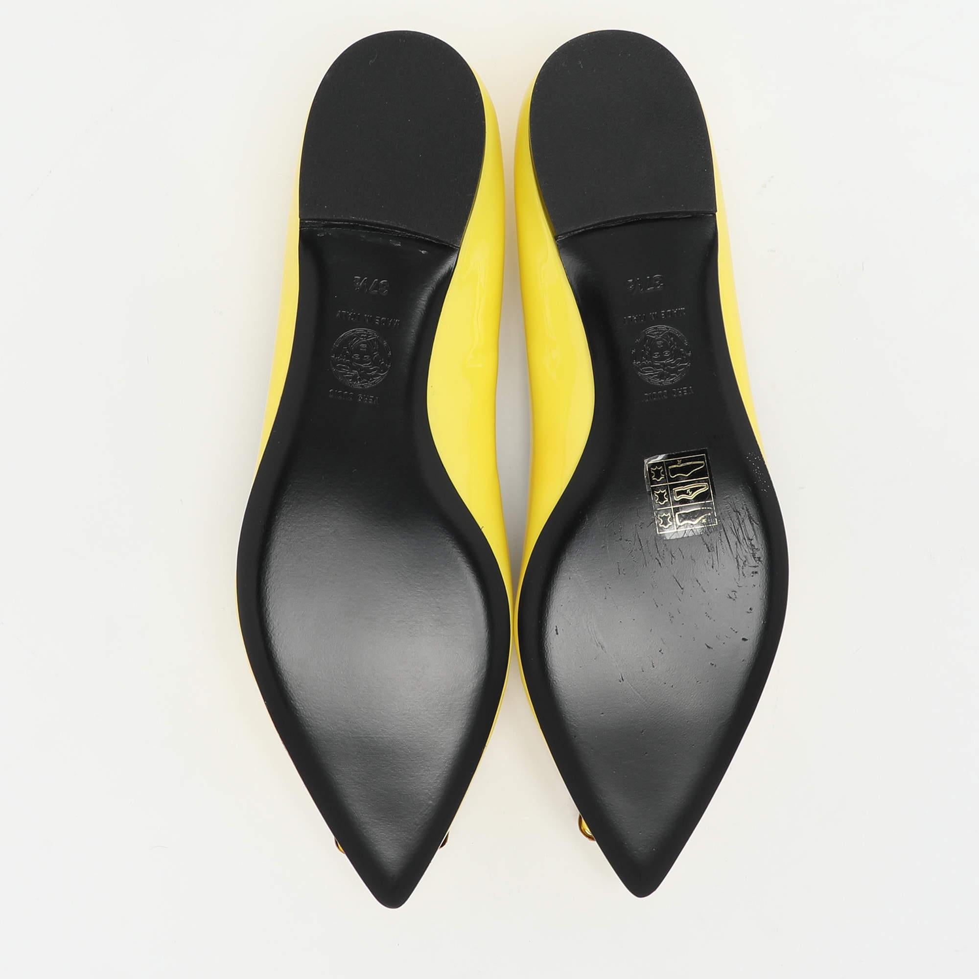 Versace Yellow Patent Leather Medusa Ballet Flats Size 37.5 1