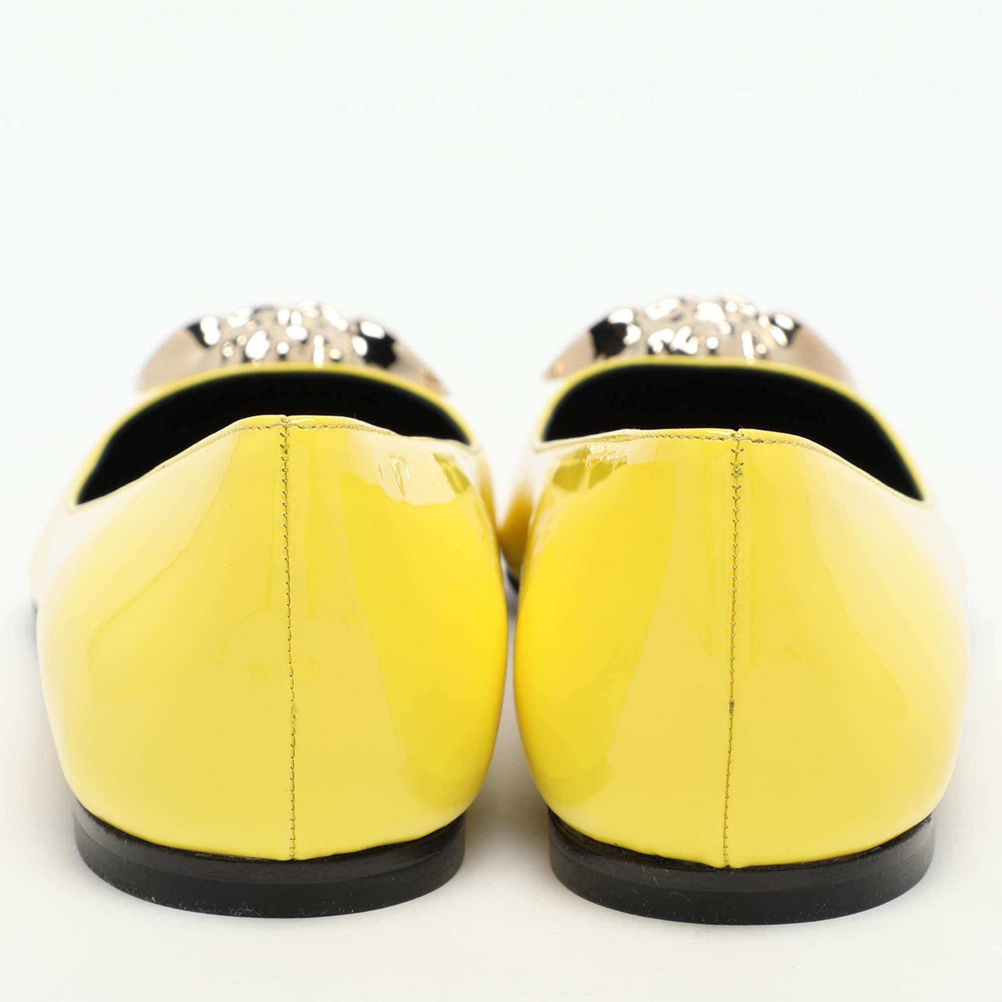 Versace Yellow Patent Leather Medusa Ballet Flats Size 37.5 2