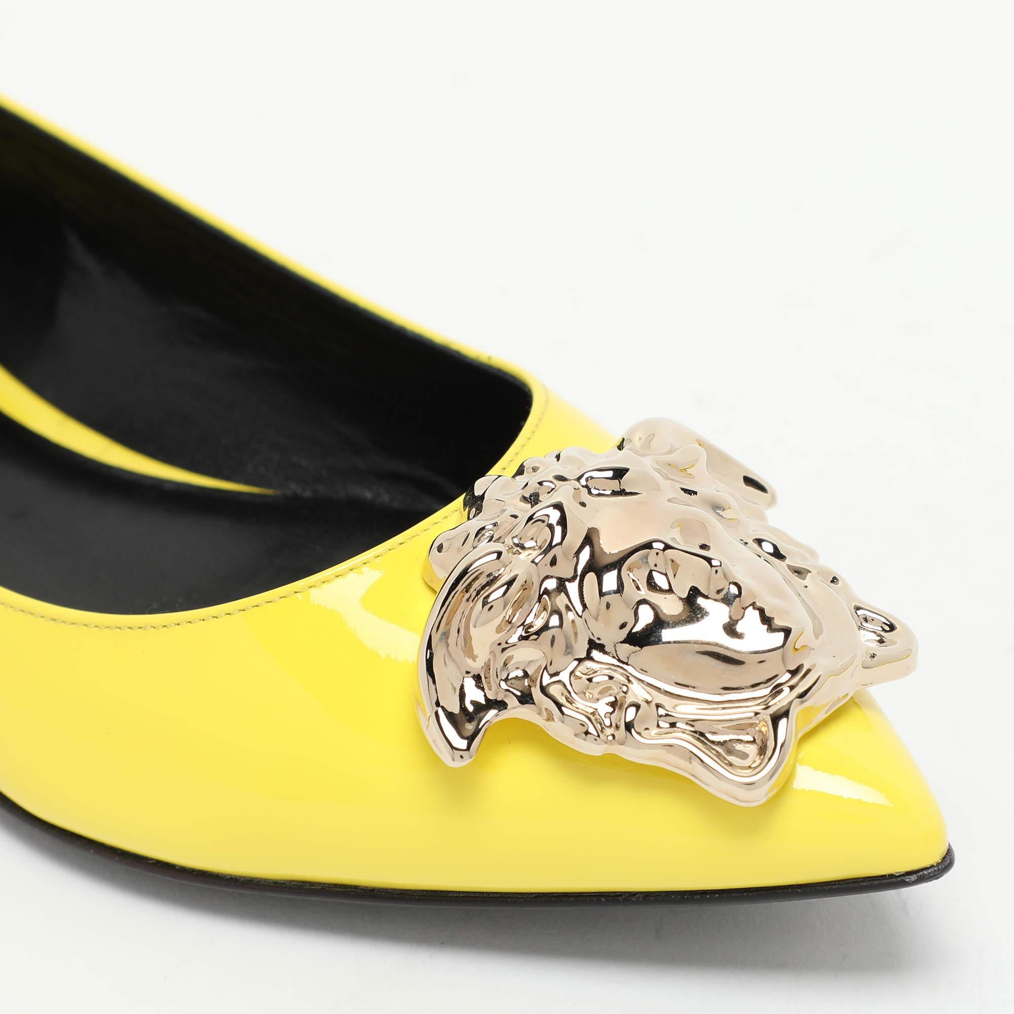 Versace Yellow Patent Leather Medusa Ballet Flats Size 37.5 3