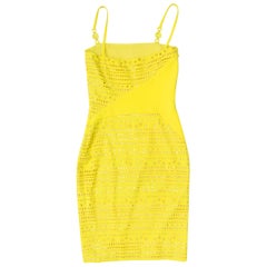 Versace Yellow Sleeveless Cutout Dress