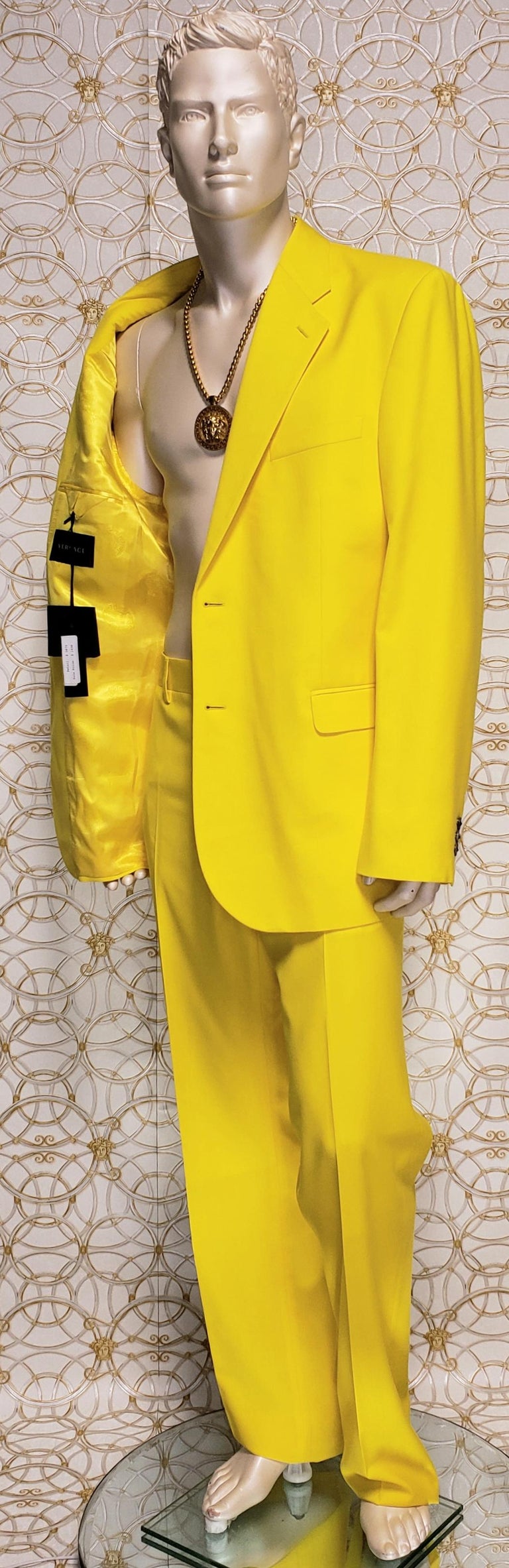 VERSACE YELLOW TAILOR MADE 2pc SUIT 58 - 48 (4XL) For Sale at 1stDibs