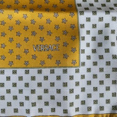 VERSACE Yellow White Stars Silk Pocket Square