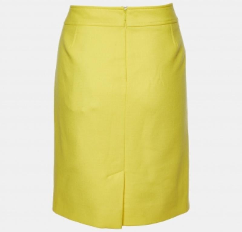 Versace Gelber Bleistiftrock aus Wolle L im Angebot 2