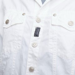 VERSACE YOUNG Vintage white silver medusa logo button jacket