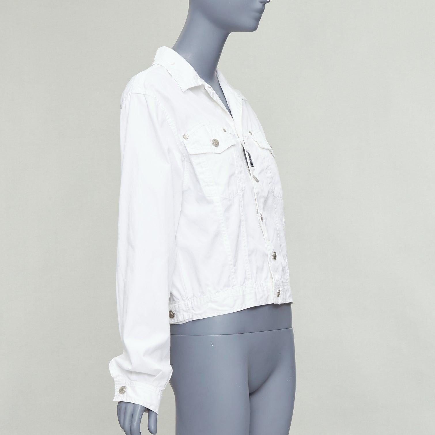 VERSACE YOUNG Vintage white silver medusa logo button jacket In Fair Condition For Sale In Hong Kong, NT