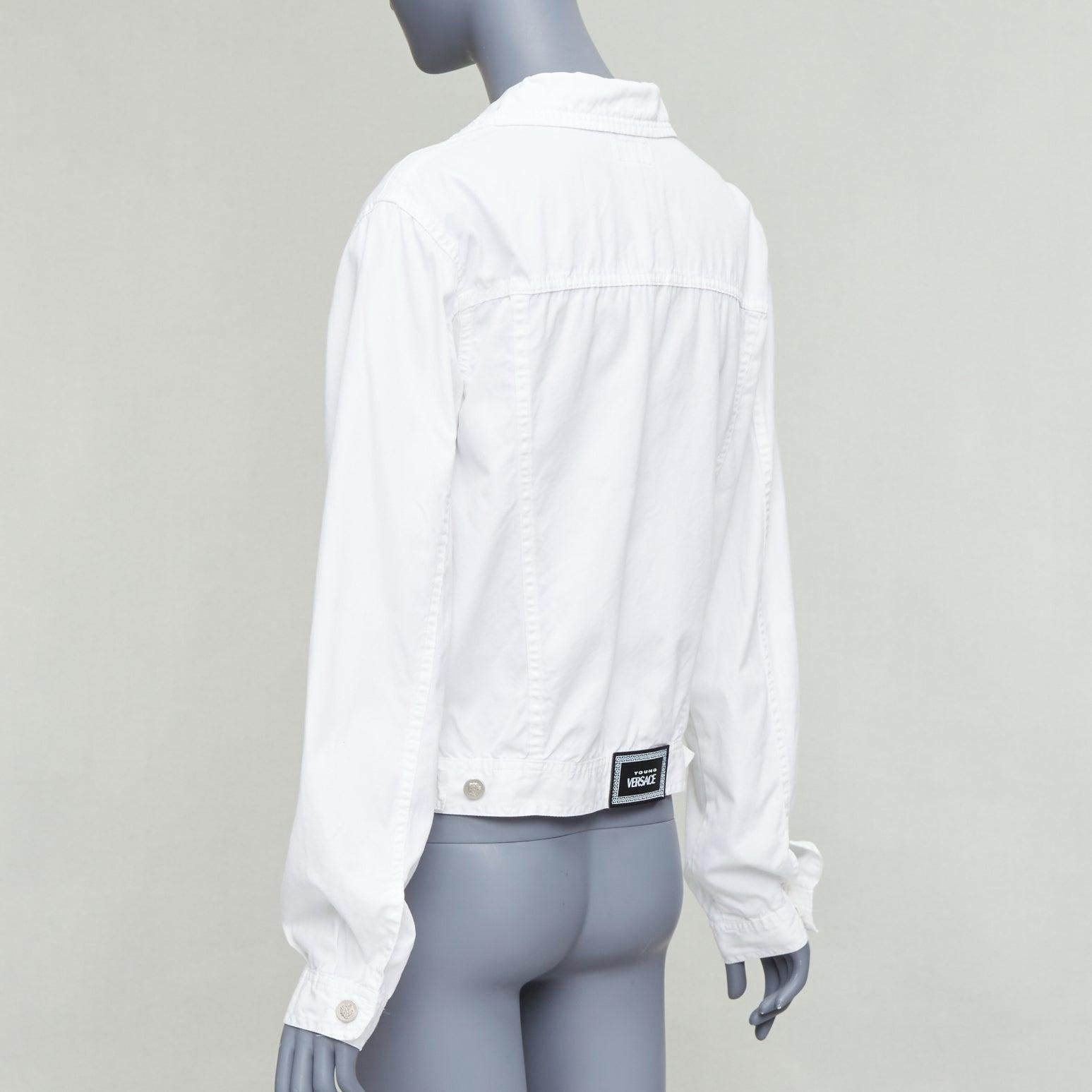 VERSACE YOUNG Vintage white silver medusa logo button jacket For Sale 2