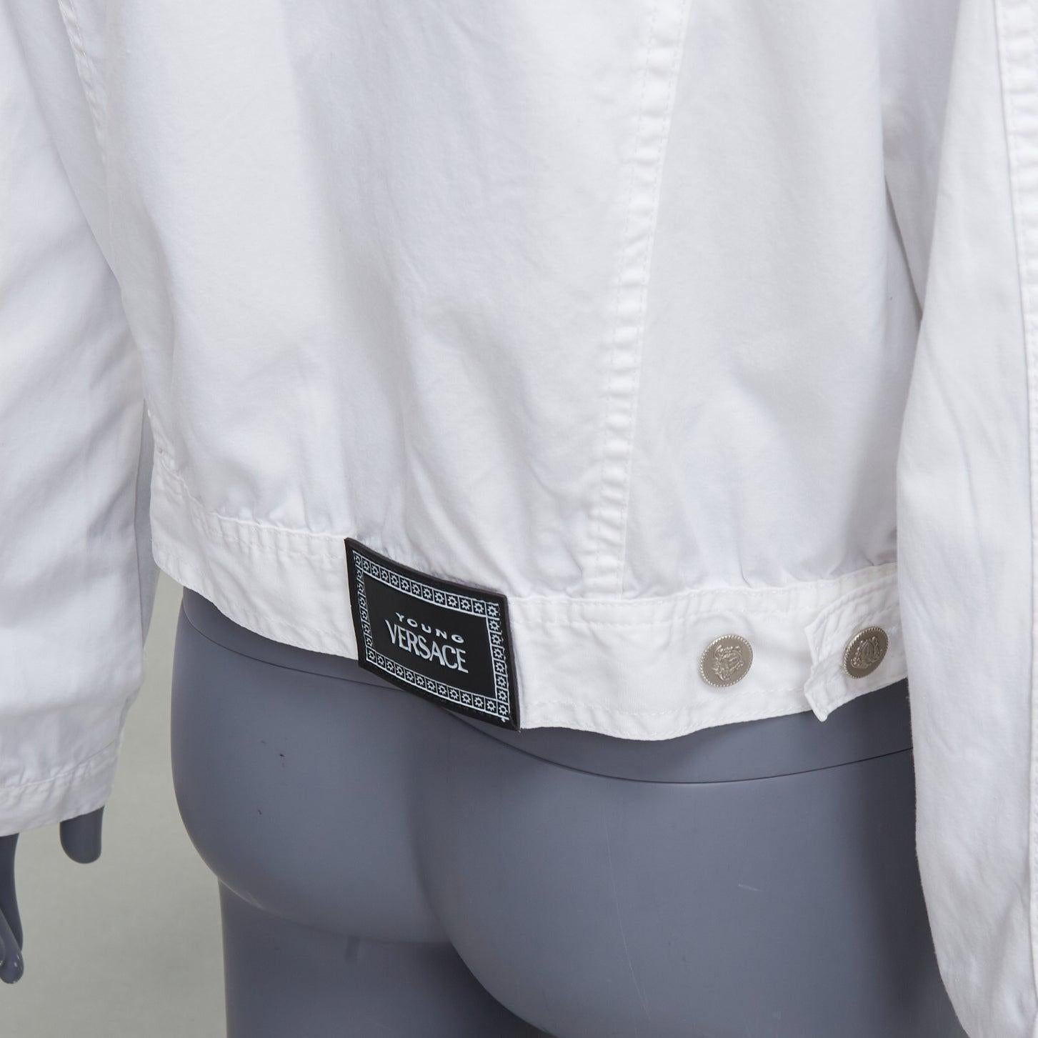 VERSACE YOUNG Vintage white silver medusa logo button jacket For Sale 3